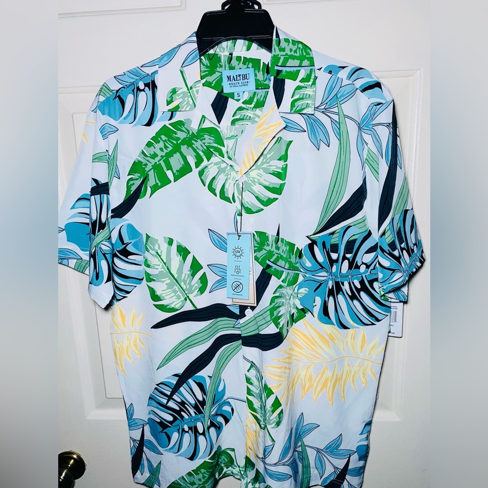 Exclusive Malibu Beach‎ Club Mens S Button Down S/S shirt w/Matching Shorts